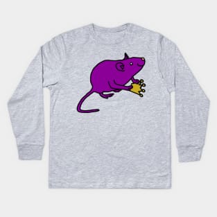 Purple Rat Holding a Crown Kids Long Sleeve T-Shirt